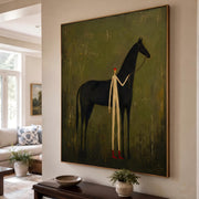"Vintage Americana Art" - Modern Heavy Impasto Western Animal Artwork | Rich Color Palette Knife Painting | Luxury Vertical Wall Art #Q 49