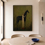 "Vintage Americana Art" - Modern Heavy Impasto Western Animal Artwork | Rich Color Palette Knife Painting | Luxury Vertical Wall Art #Q 49