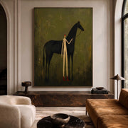 "Vintage Americana Art" - Modern Heavy Impasto Western Animal Artwork | Rich Color Palette Knife Painting | Luxury Vertical Wall Art #Q 49