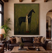 "Vintage Americana Art" - Modern Heavy Impasto Western Animal Artwork | Rich Color Palette Knife Painting | Luxury Vertical Wall Art #Q 49