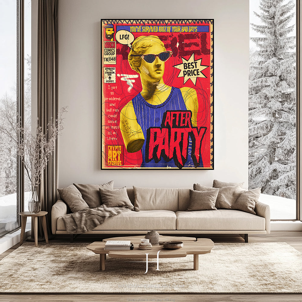 AFTER PARTY | Hand-Painted Canvas Art | QSQart — Front View | Abstract Oil Painting for Home Decor