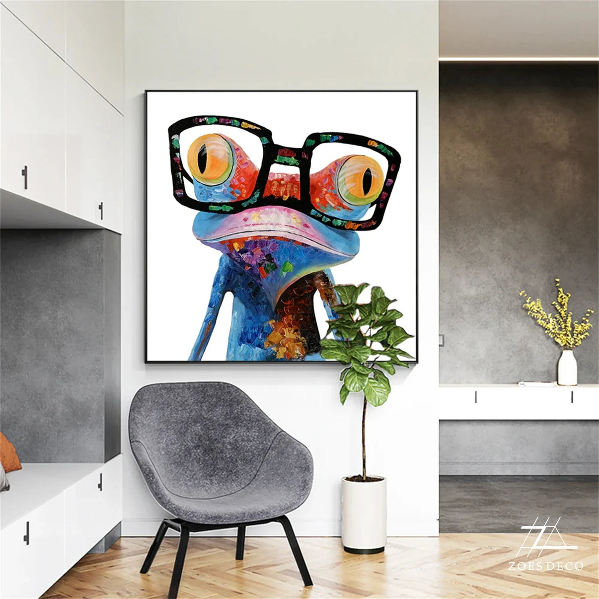 Abstract Animal Art Frog Texture Wall Art #AT008 — Front View | Abstract Oil Painting for Home Decor
