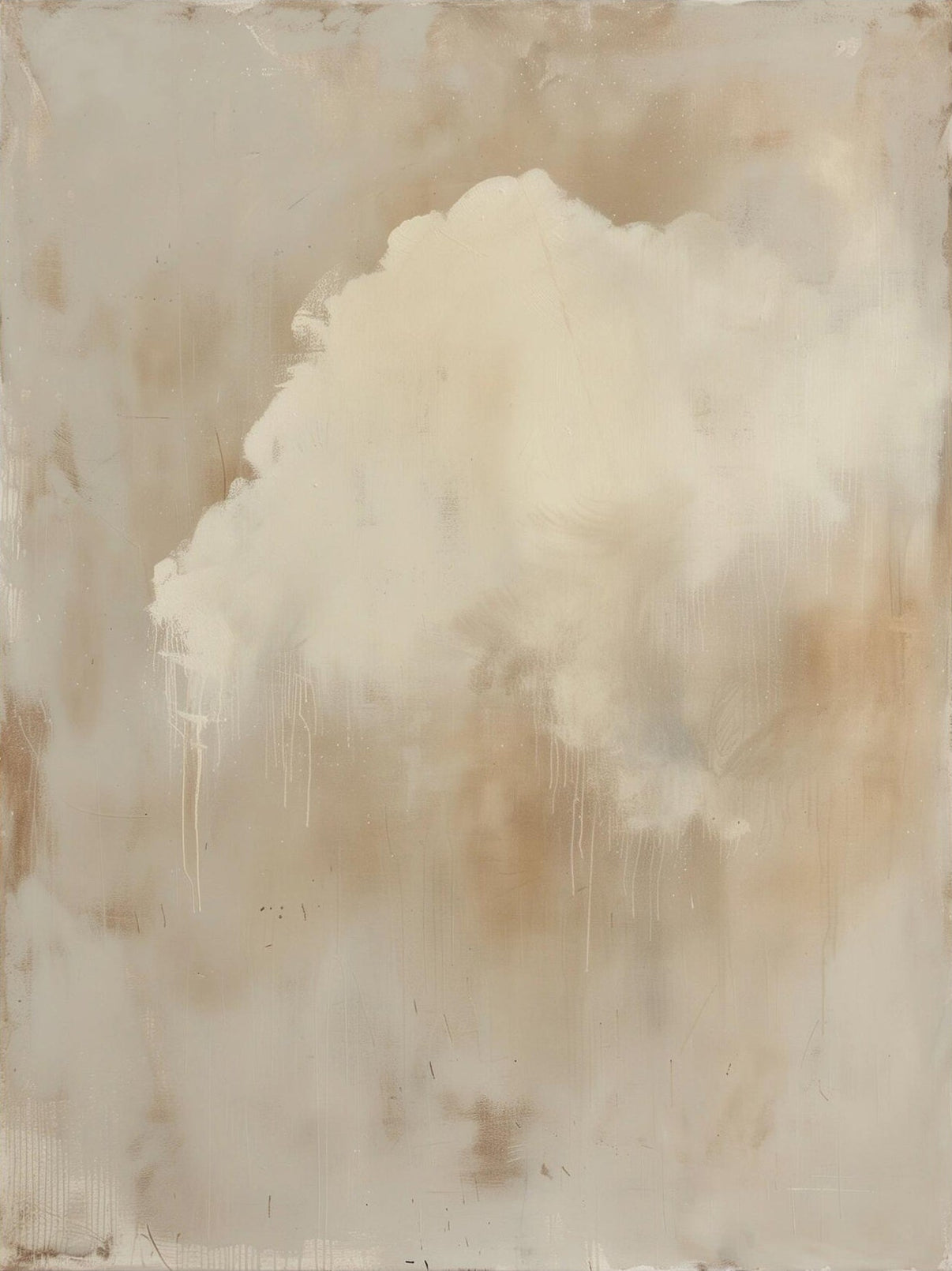 Abstract Large Impasto Neutral Art | MuroArt #WG 120 — Front View | Abstract Oil Painting for Home Decor