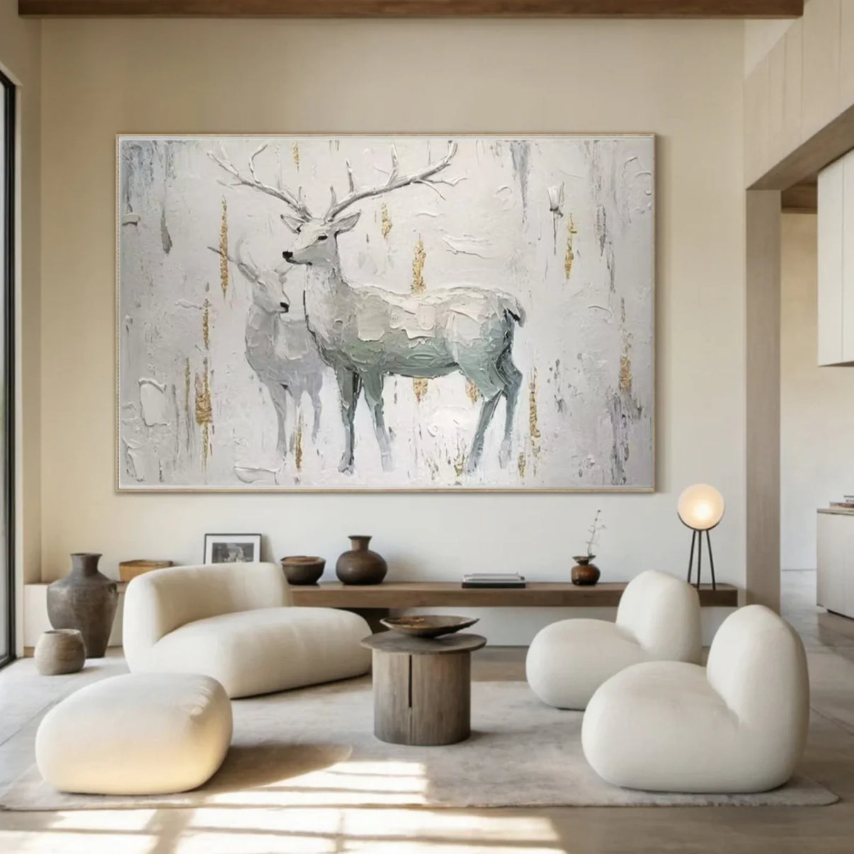 Abstract Animal Art Deer Wall Art #AT057 — Front View | Abstract Oil Painting for Home Decor