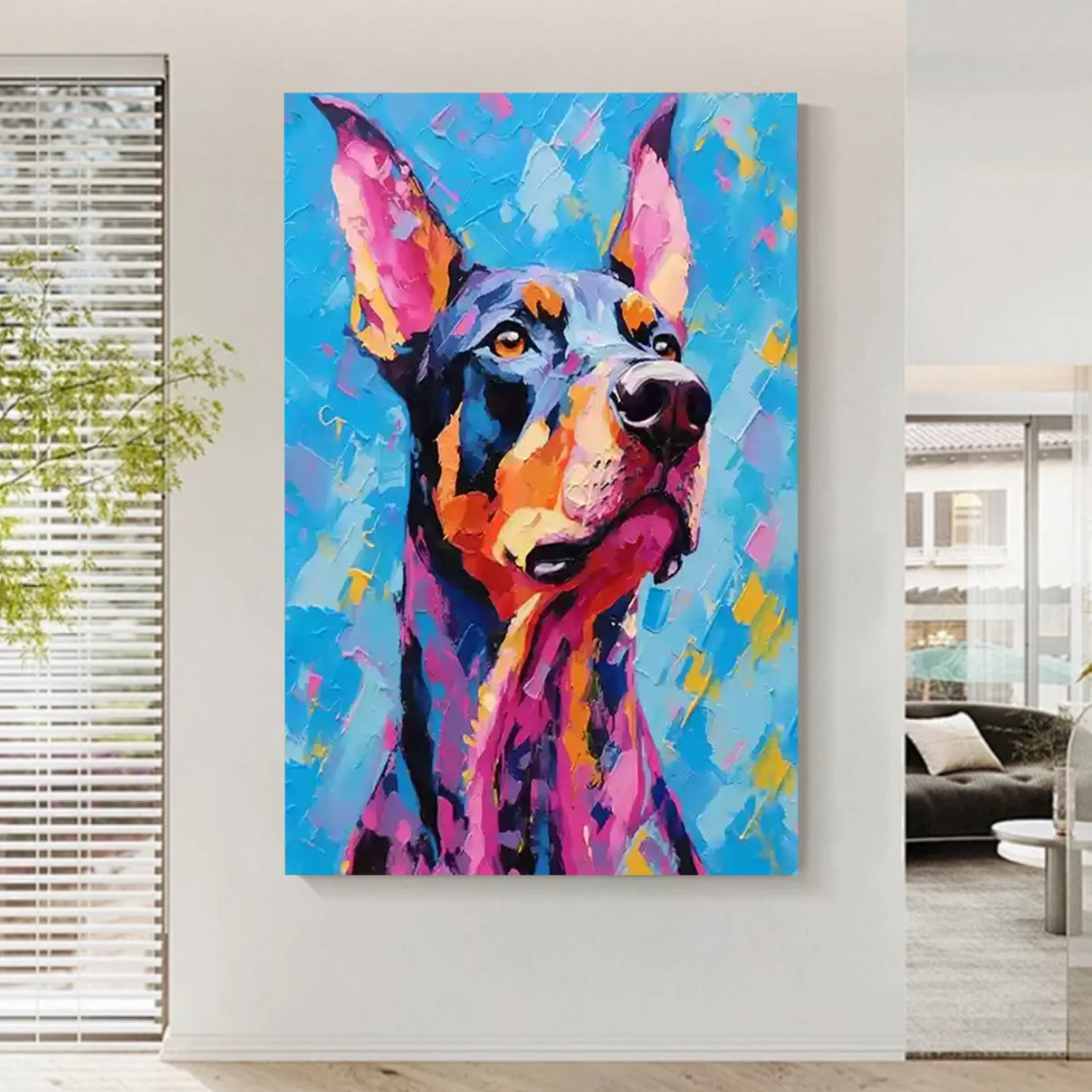 Abstract Animal Dog Wall Art #AL117 — Front View | Abstract Oil Painting for Home Decor