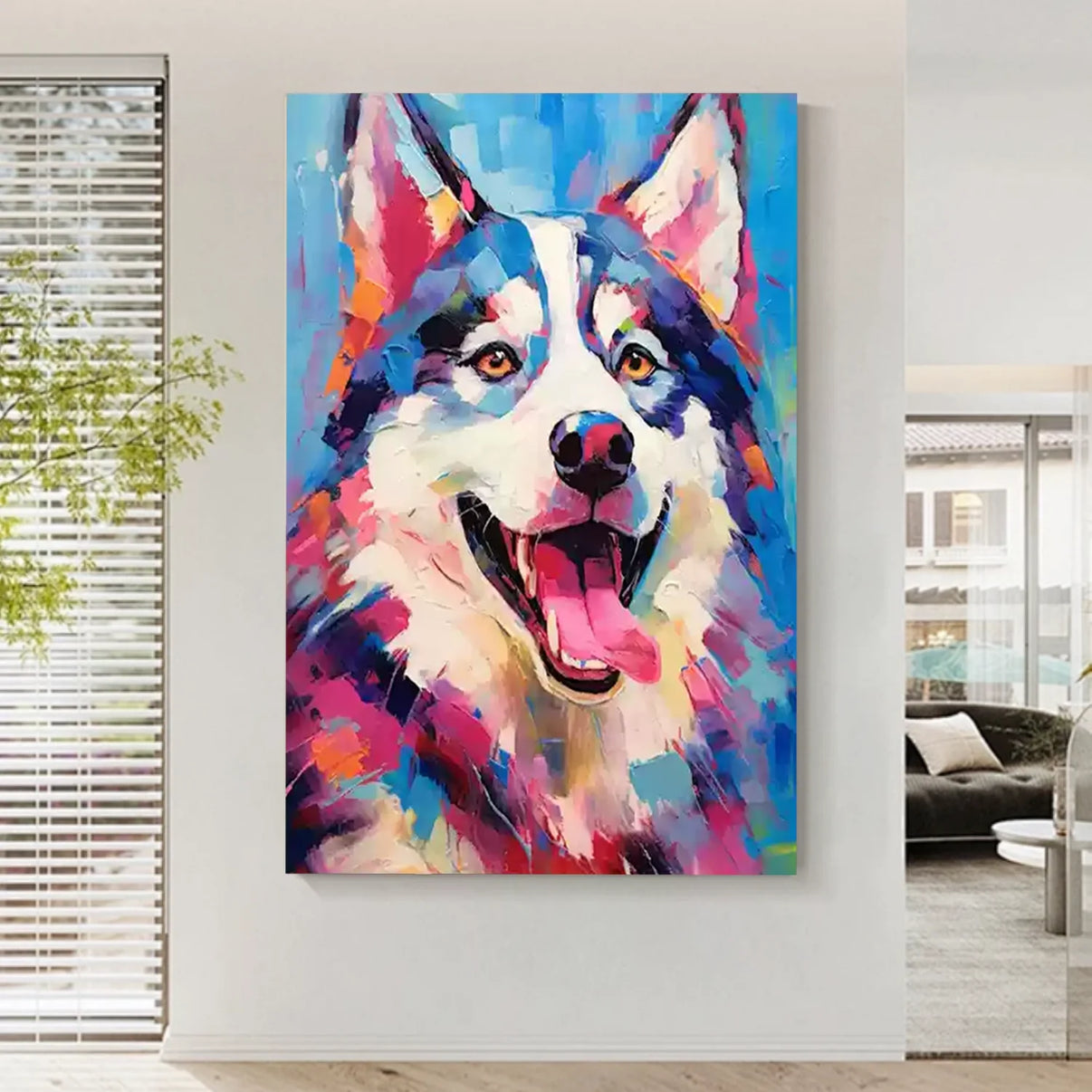 Abstract Animal Dog Wall Art #AL115 — Front View | Abstract Oil Painting for Home Decor