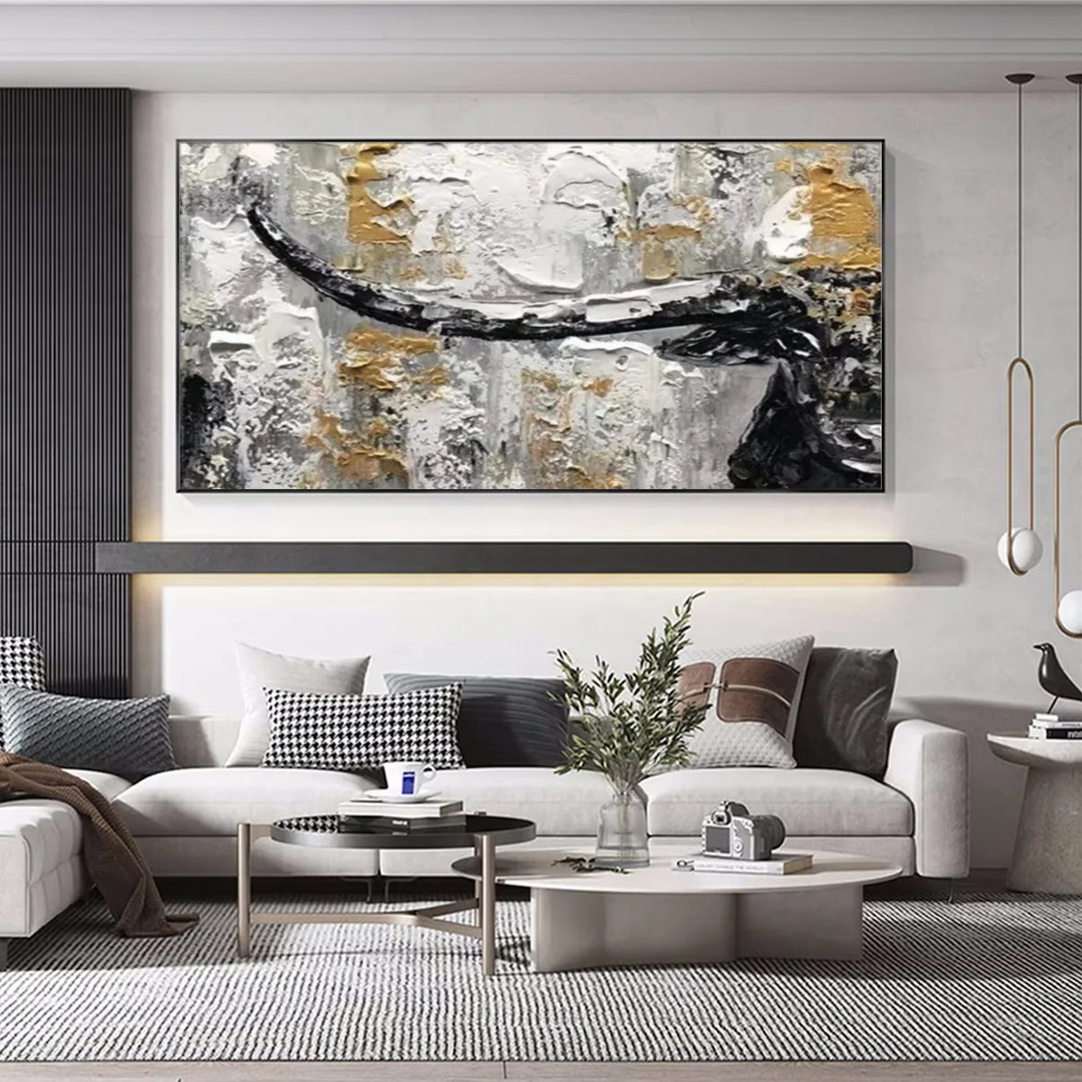 Abstract Animal Art Bull Textured Wall Art #AT027 — Front View | Abstract Oil Painting for Home Decor