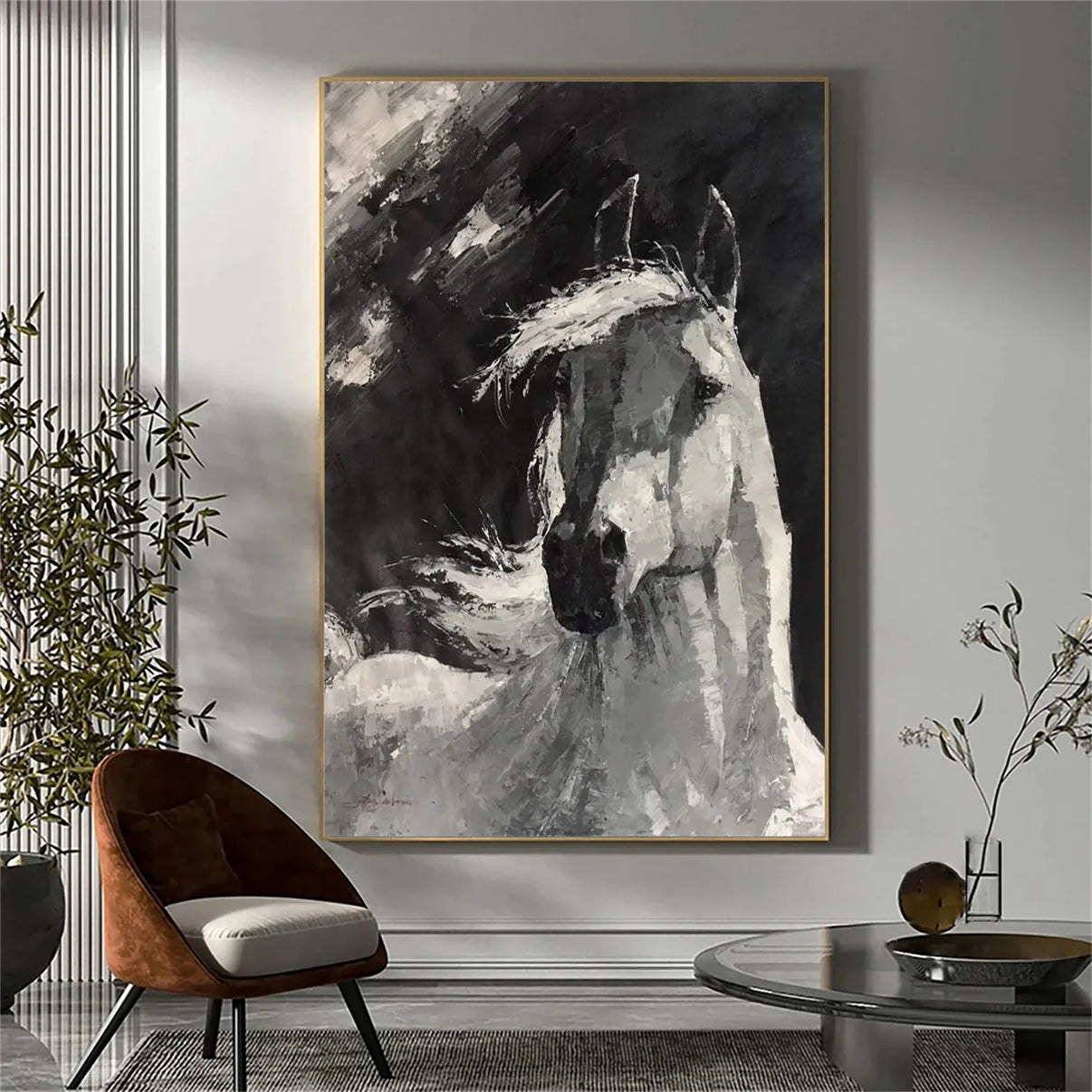 Abstract Animal Horse Wall Art #AL118 — Front View | Abstract Oil Painting for Home Decor