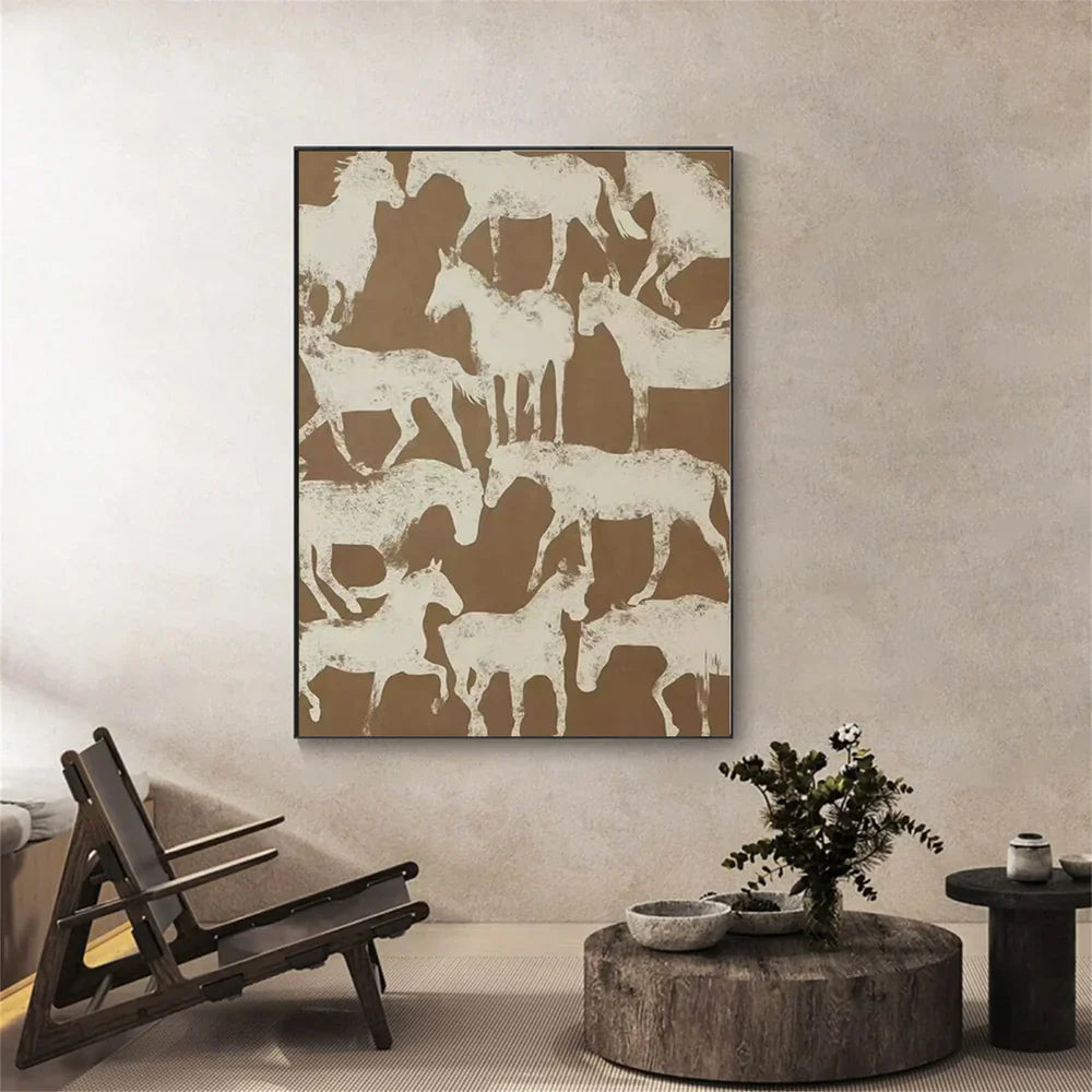 Abstract Animal Art Horse Texture Wall Art #AT001 — Front View | Abstract Oil Painting for Home Decor