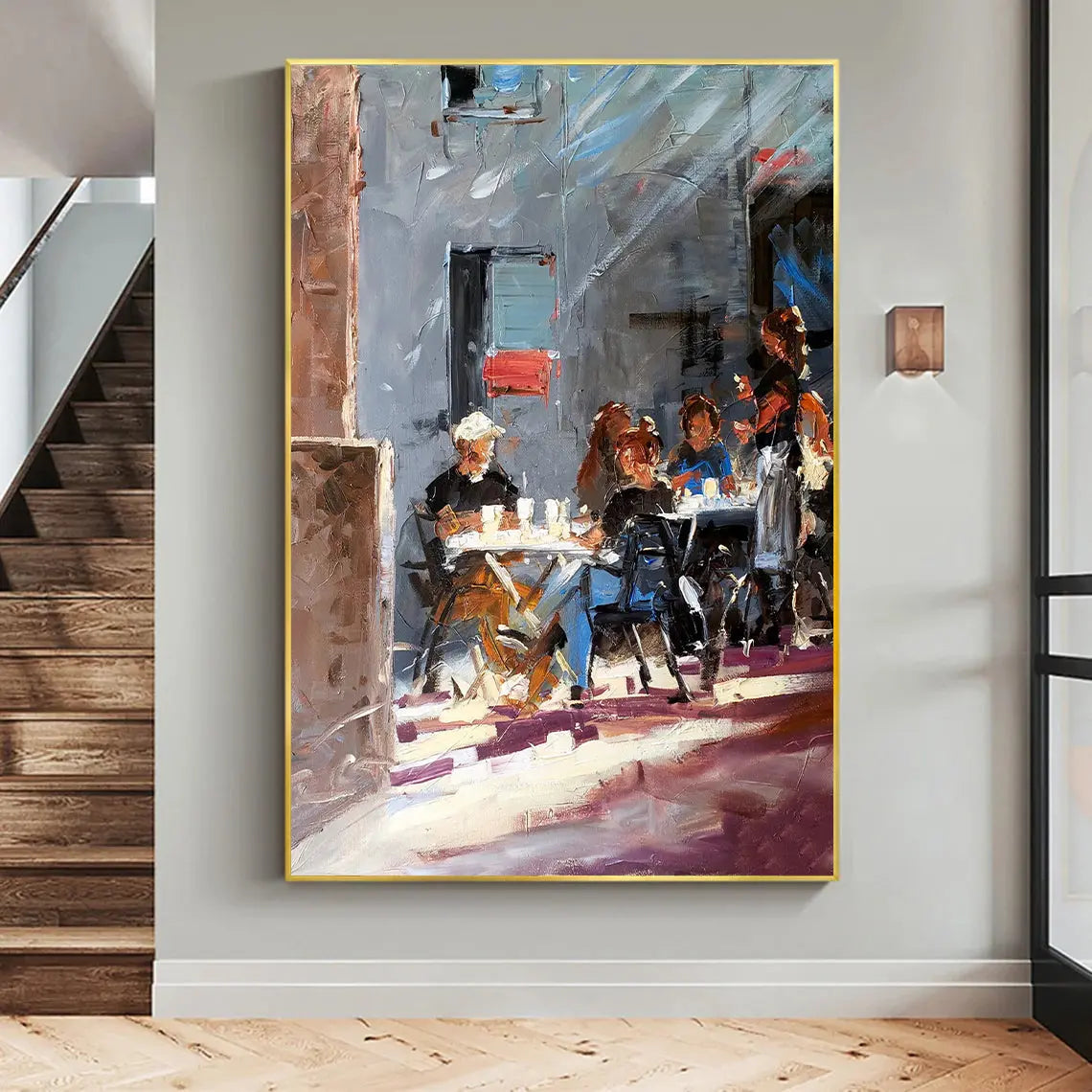 ABSTRACT COFFEE TIME | Abstract Canvas Wall Art | QSQart — Front View | Abstract Oil Painting for Home Decor