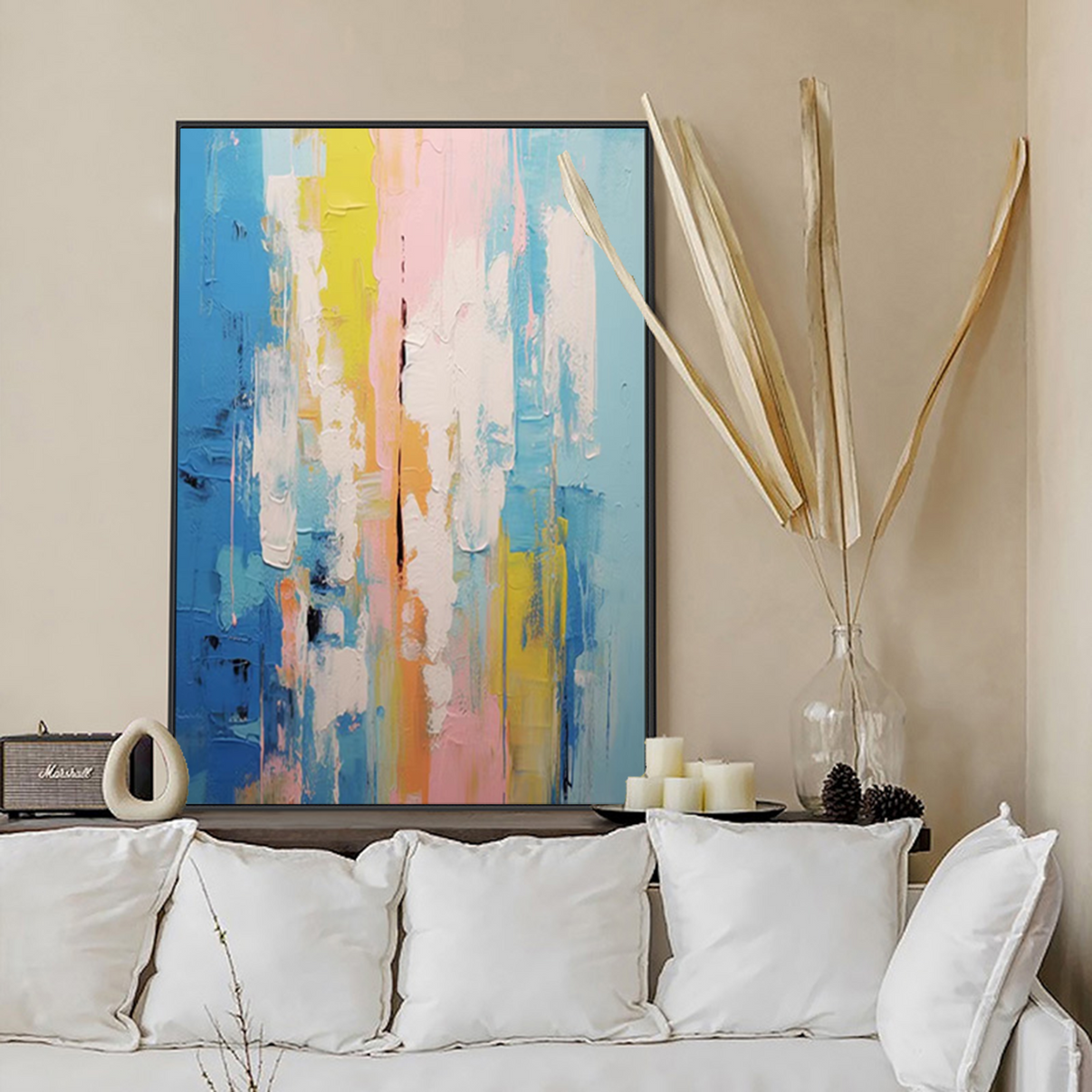 Abstract Canvas Art #AB036 | Abstract Canvas Wall Art | QSQart — Front View | Abstract Oil Painting for Home Decor