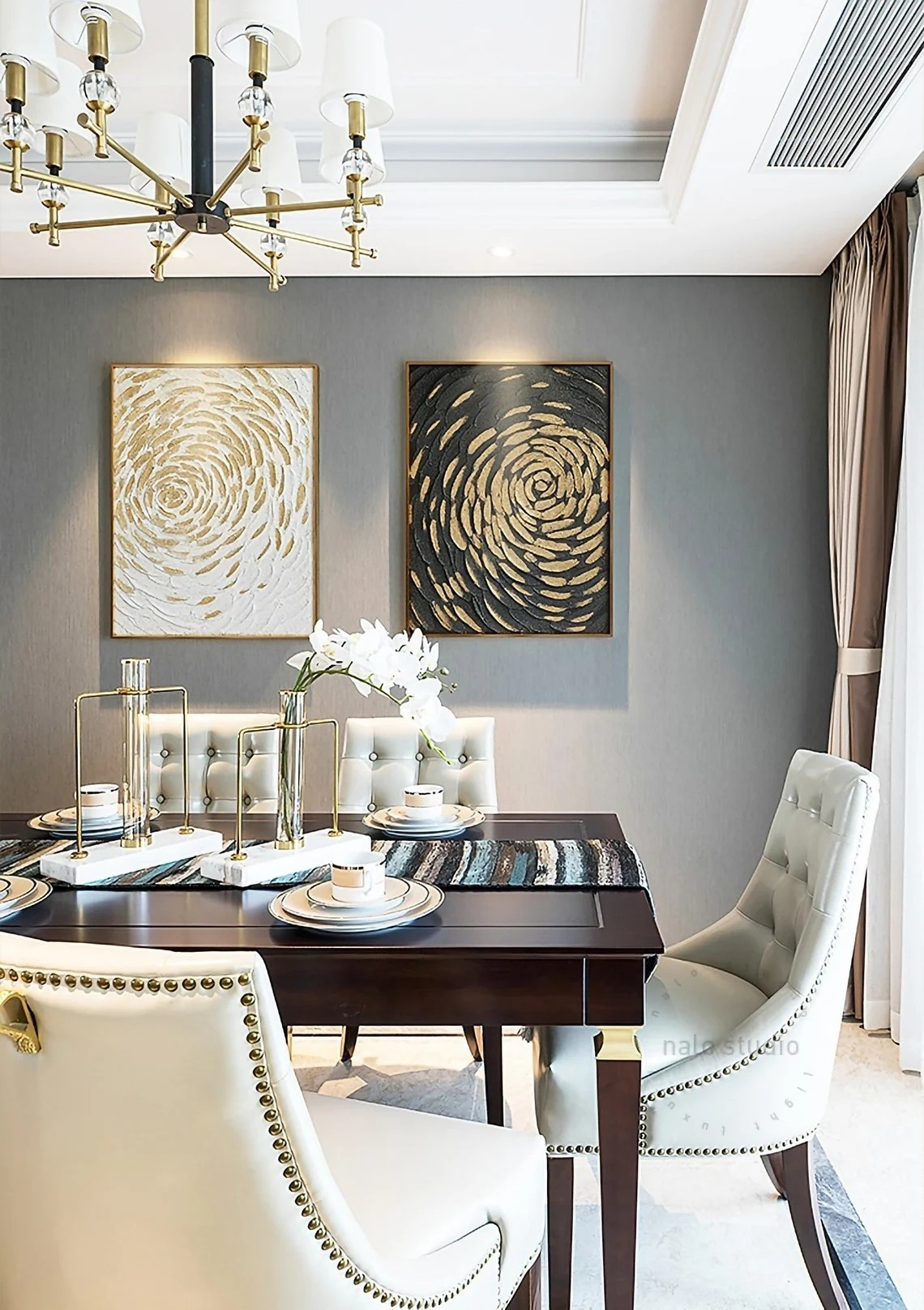 Abstract Spiral Gold and Black Wall Art #BGA 037 — Front View | Abstract Oil Painting for Home Decor