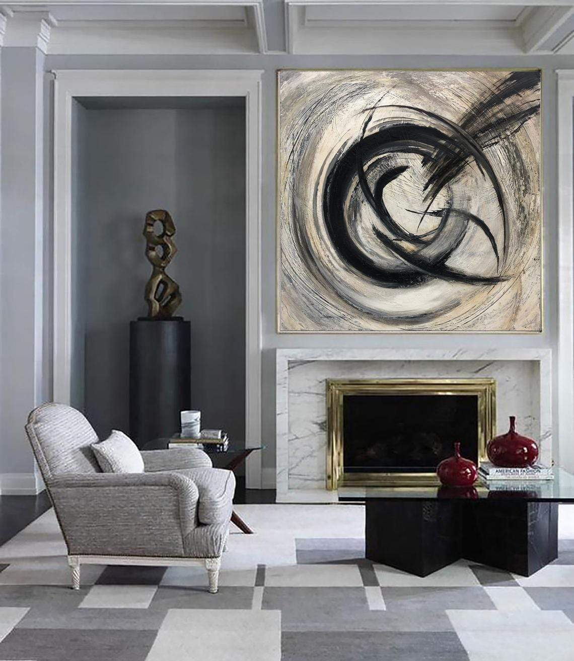 ABYSS | Hand-Painted Canvas Art | QSQart — Front View | Abstract Oil Painting for Home Decor