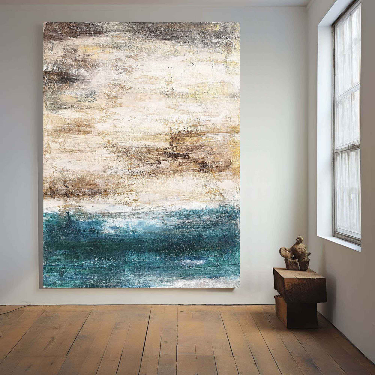 Abstract Beach Painting #ABSV15 — Front View | Abstract Oil Painting for Home Decor