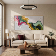 Earth's Veins – Modern Sculptural Texture Abstract Painting | Wabi-Sabi Vintage Green Entryway Wall Art #Q 539