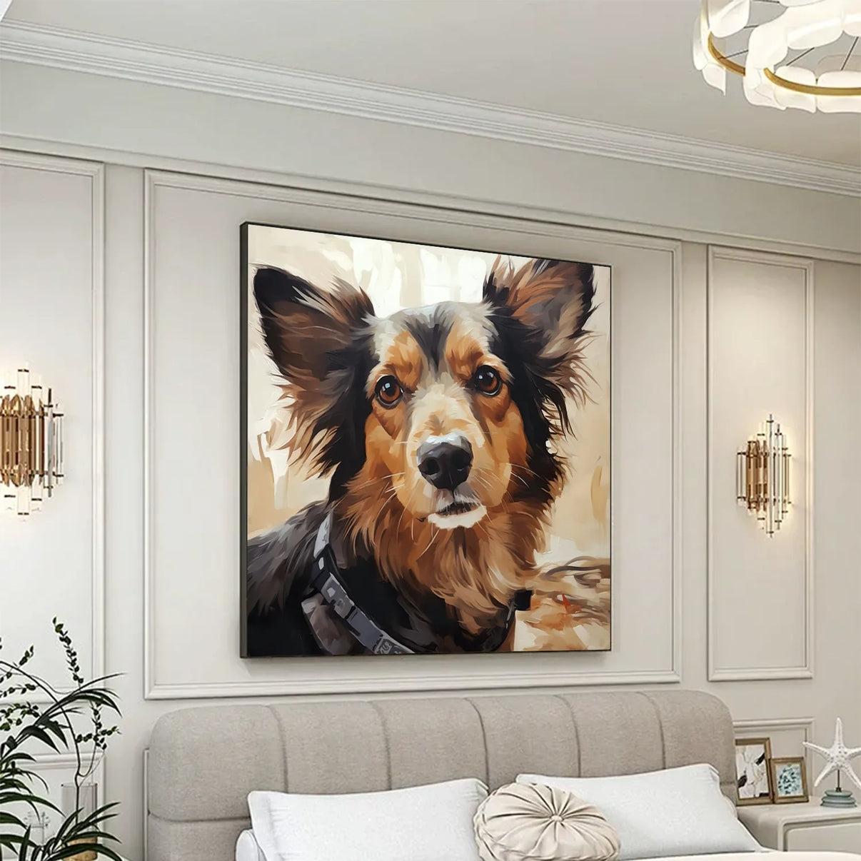 Abstract Animal Dog Wall Art #AL098 — Front View | Abstract Oil Painting for Home Decor