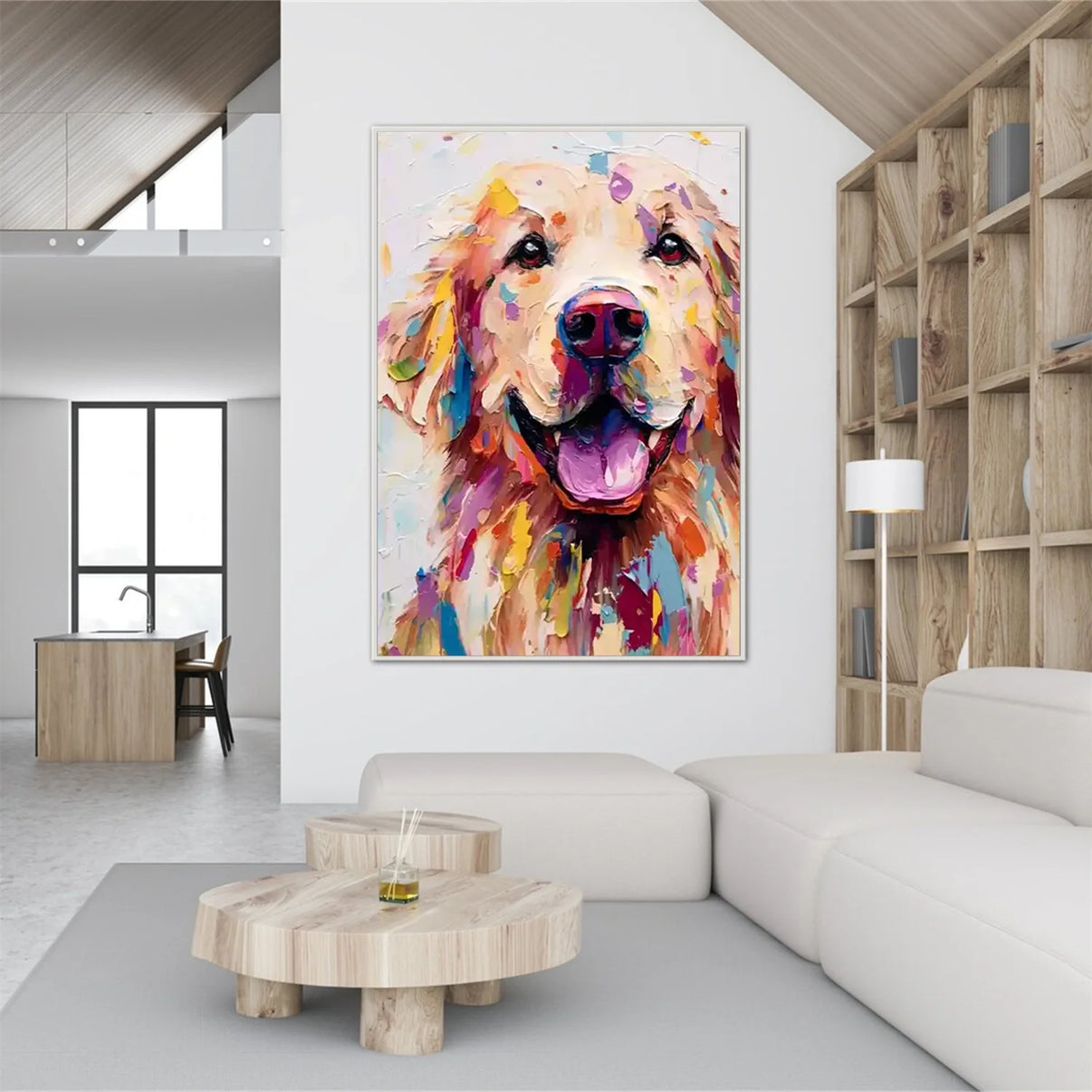 Abstract Animal Dog Wall Art #AL111 — Front View | Abstract Oil Painting for Home Decor