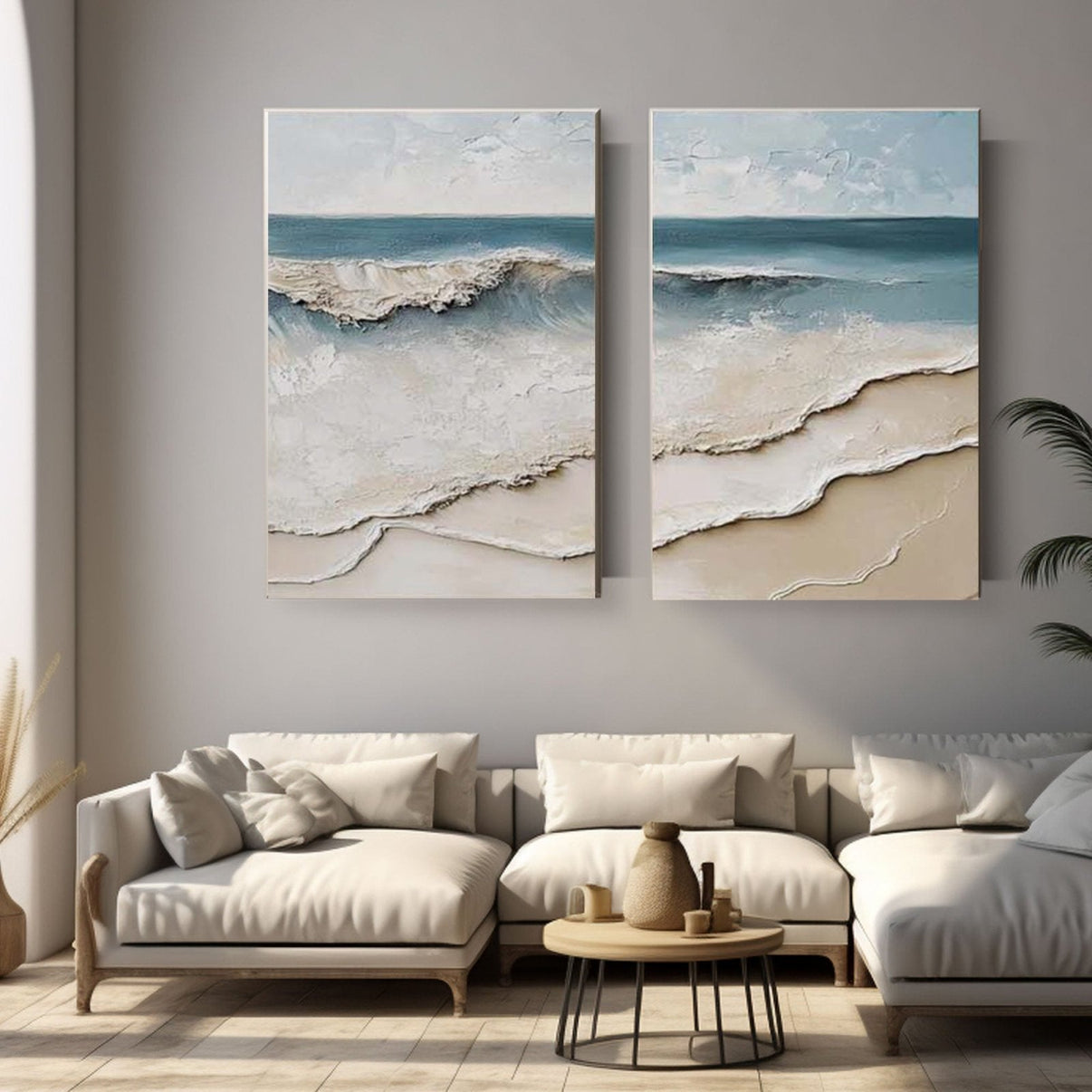 3D Textured Painting "Eco del Mar” — Front View | Abstract Oil Painting for Home Decor