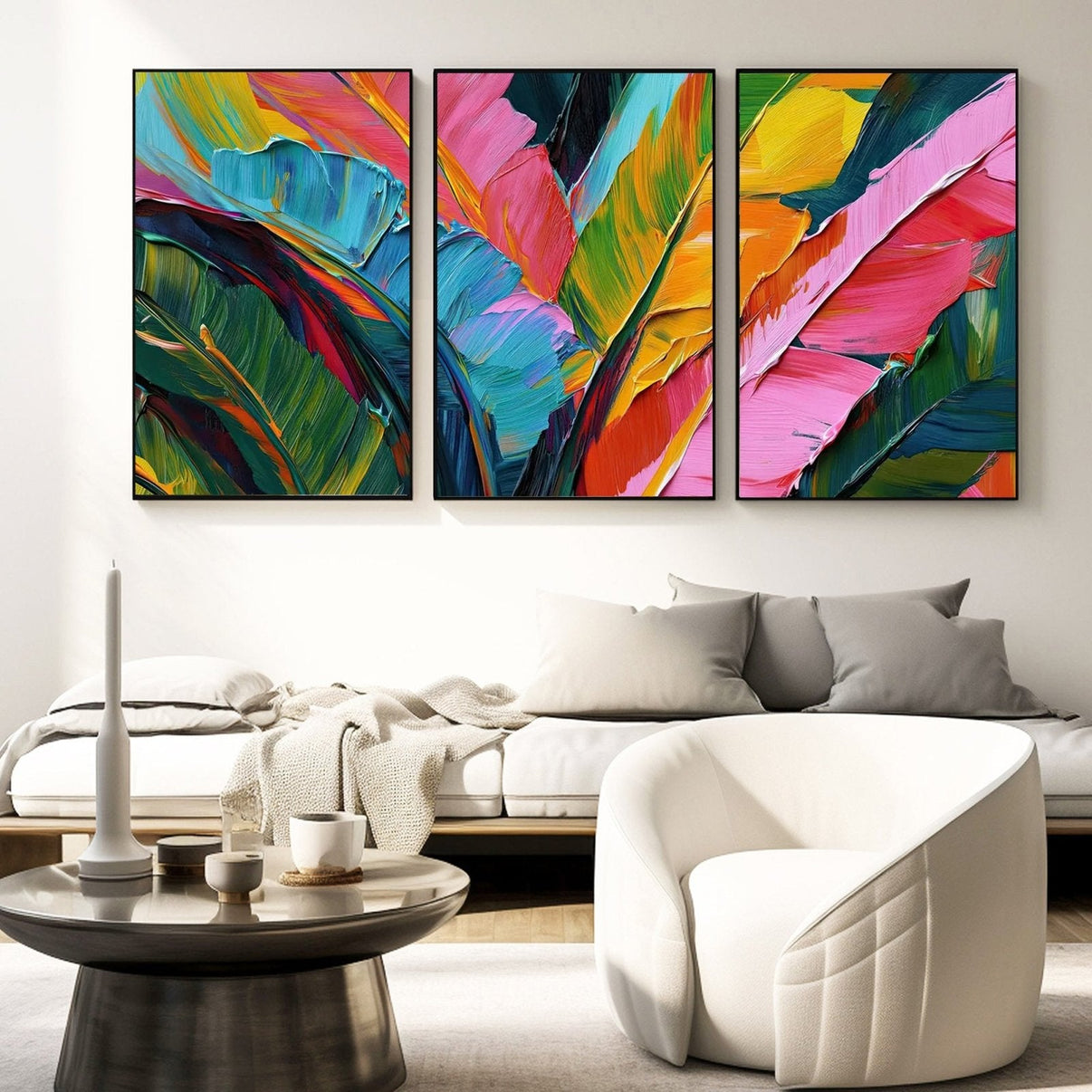 3D Textured Painting "Sueño Tropical" — Front View | Abstract Oil Painting for Home Decor