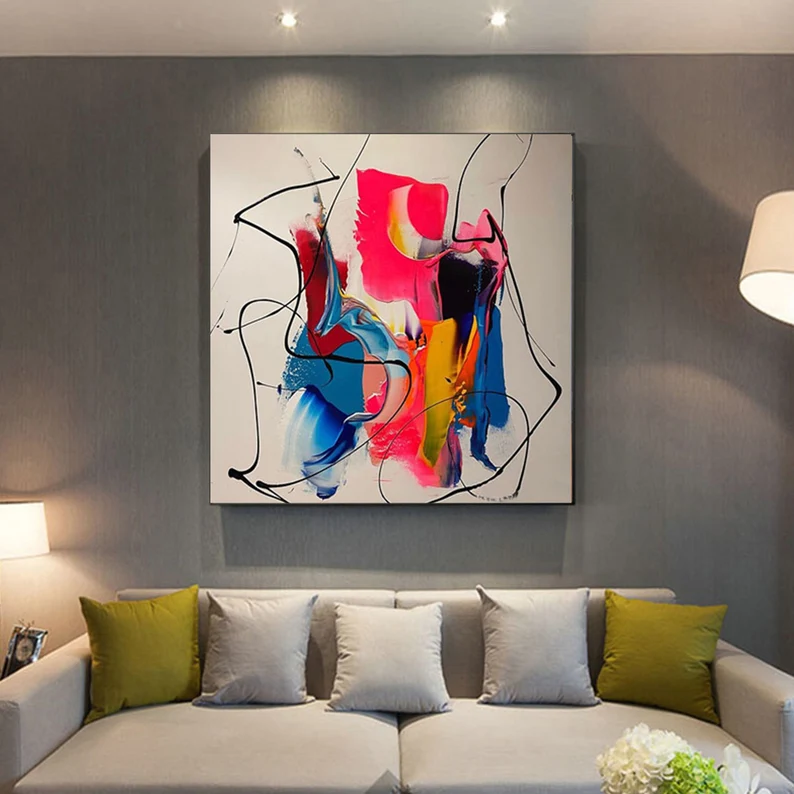 Abstract Canvas Art #AB012 | Abstract Canvas Wall Art | QSQart — Front View | Abstract Oil Painting for Home Decor