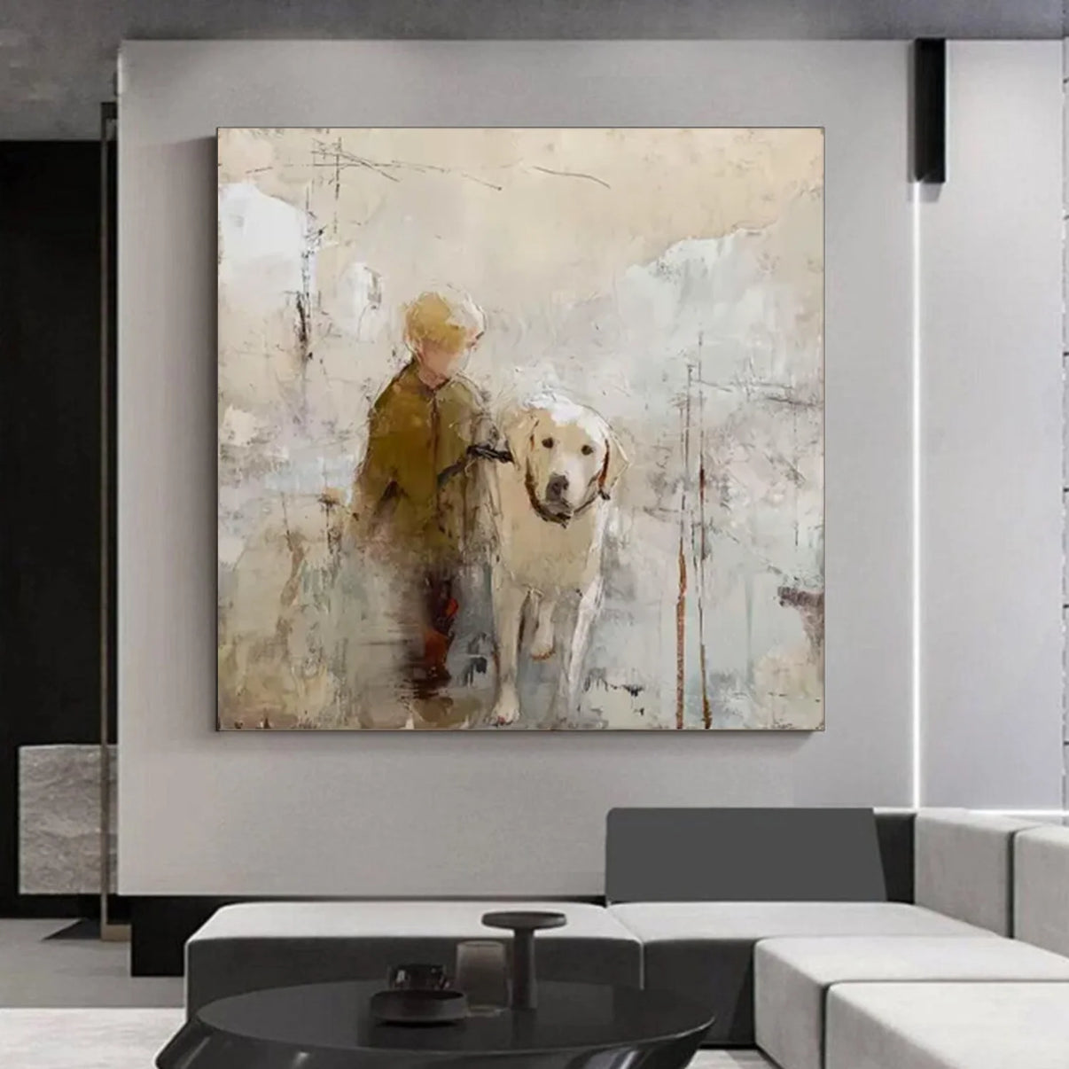 Abstract Animal Dog Wall Art #AL160 — Front View | Abstract Oil Painting for Home Decor