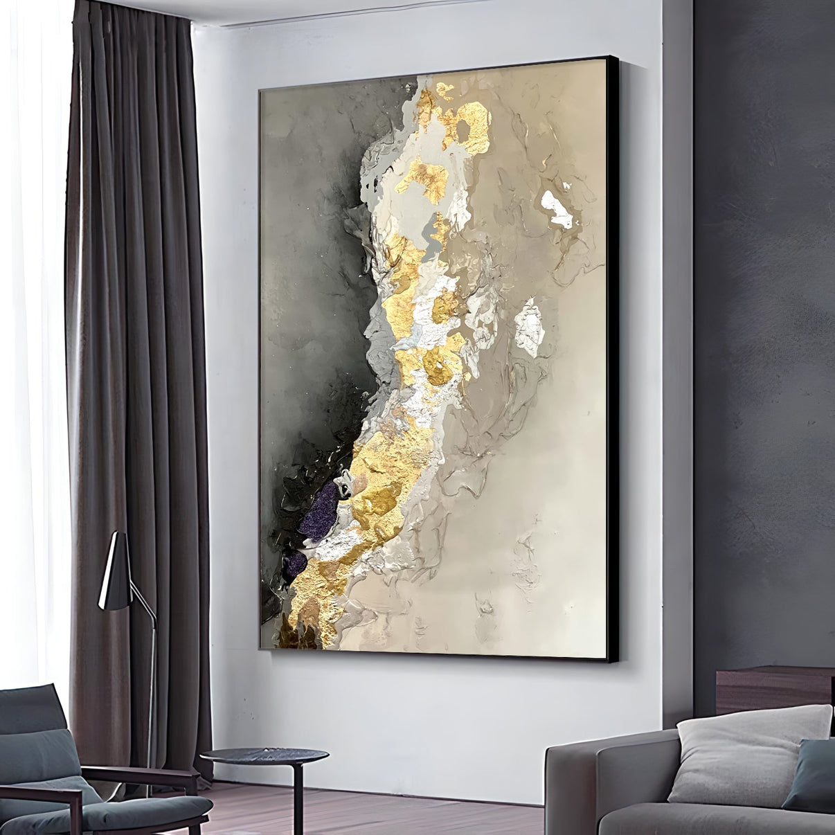 ABSTRACT MARBLE | Abstract Canvas Wall Art | QSQart — Front View | Abstract Oil Painting for Home Decor