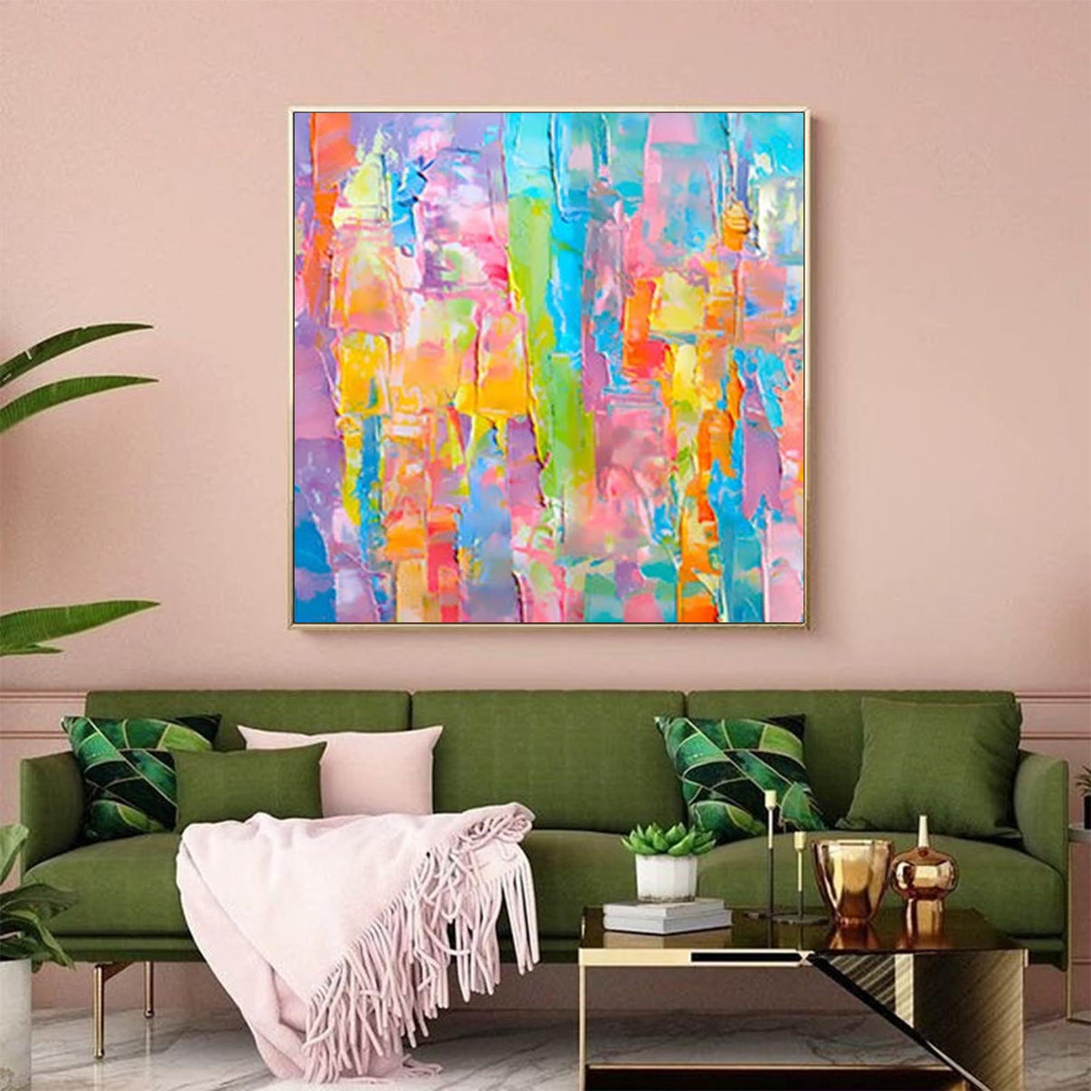 Abstract Canvas Art #AB017 | Abstract Canvas Wall Art | QSQart — Front View | Abstract Oil Painting for Home Decor