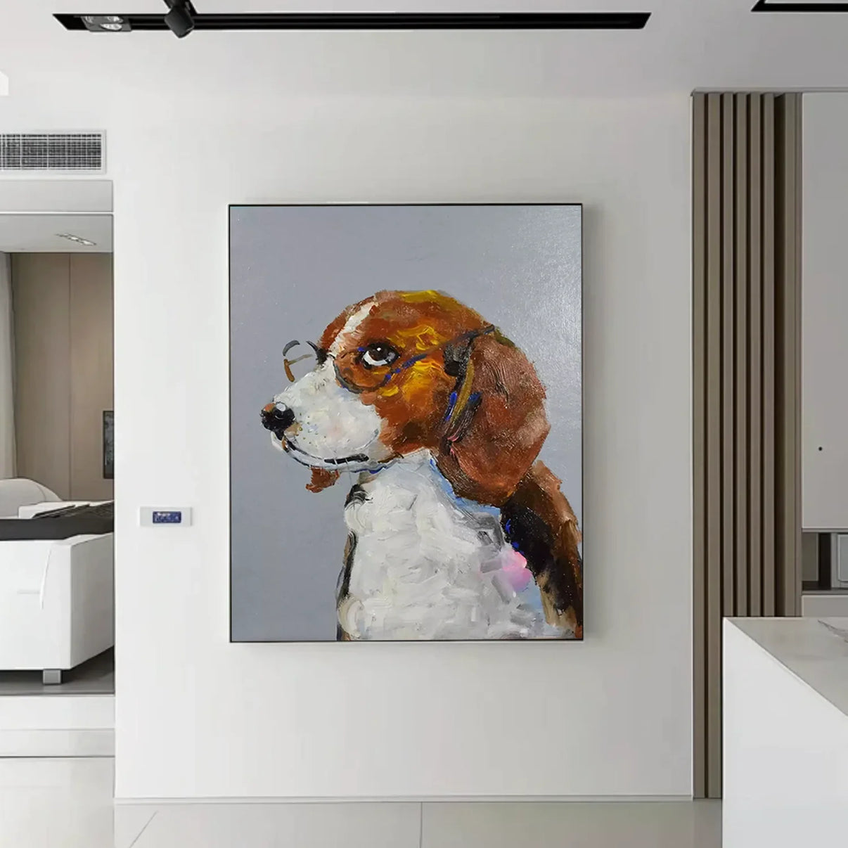Abstract Animal Dog Wall Art #AL101 — Front View | Abstract Oil Painting for Home Decor