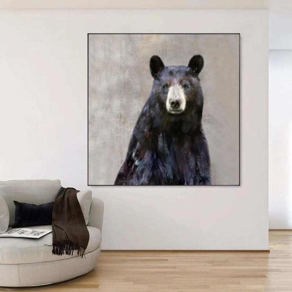Abstract Animal Art Bear Wall Art #AT051 — Front View | Abstract Oil Painting for Home Decor