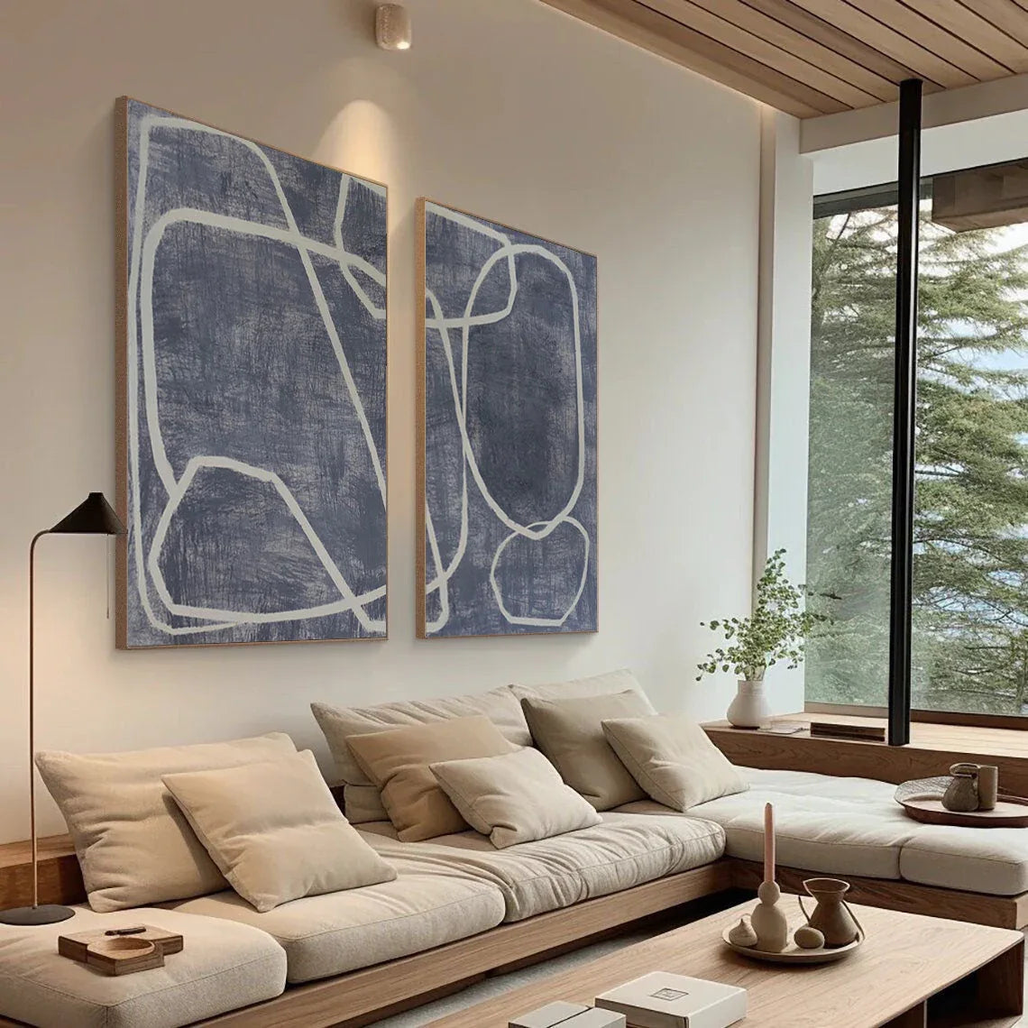 Abstract Dual Canvas Art — Front View | Abstract Oil Painting for Home Decor