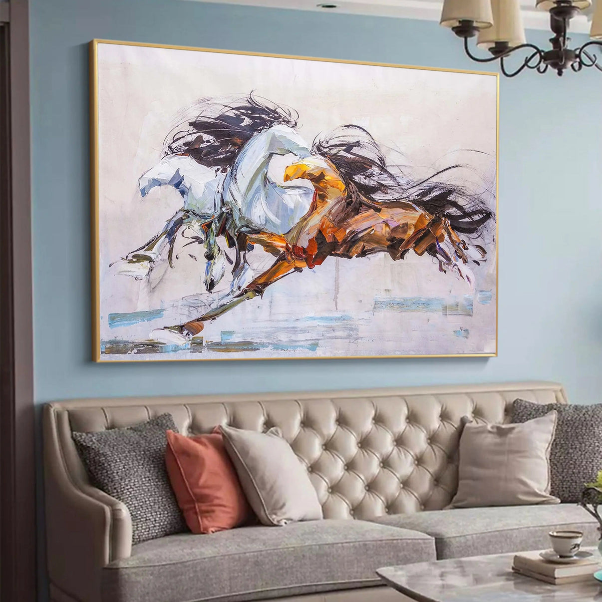 ABSTRACT HORSES | Abstract Canvas Wall Art | QSQart — Front View | Abstract Oil Painting for Home Decor