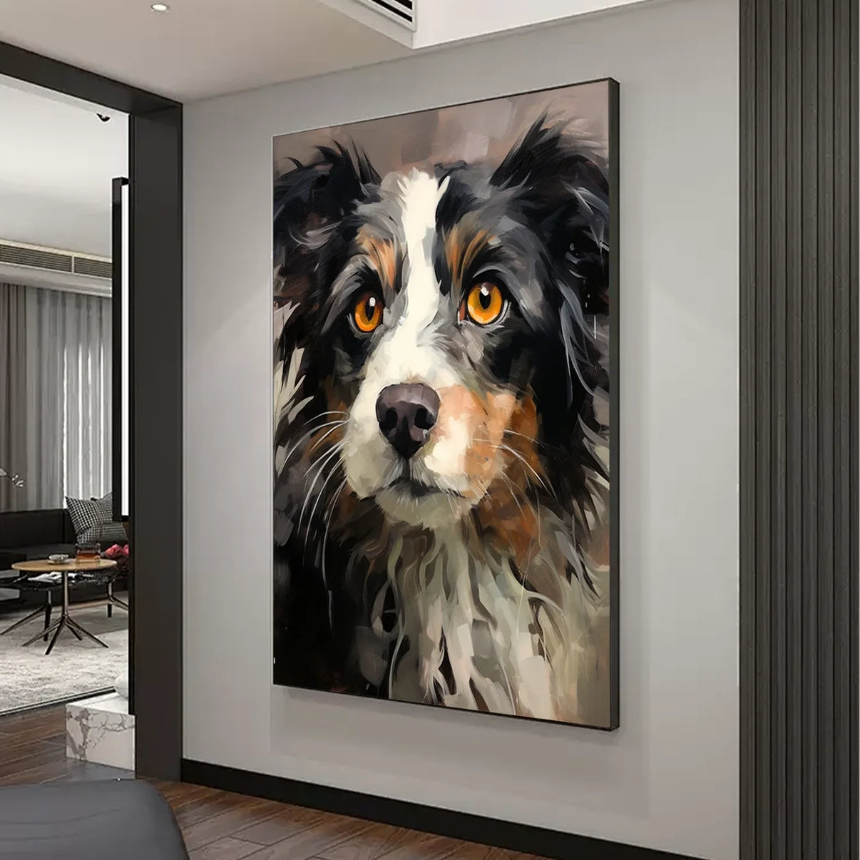 Abstract Animal Dog Wall Art #AL100 — Front View | Abstract Oil Painting for Home Decor