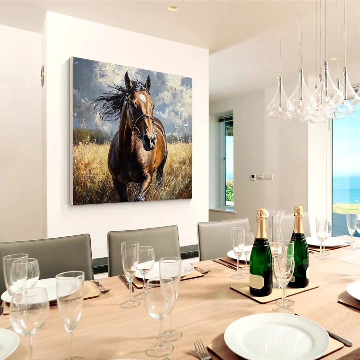 Abstract Animal Horse Wall Art #AL104 — Front View | Abstract Oil Painting for Home Decor
