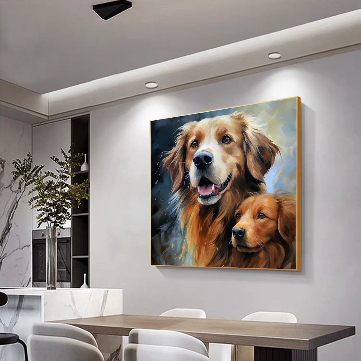 Abstract Animal Dog Wall Art #AL099 — Front View | Abstract Oil Painting for Home Decor
