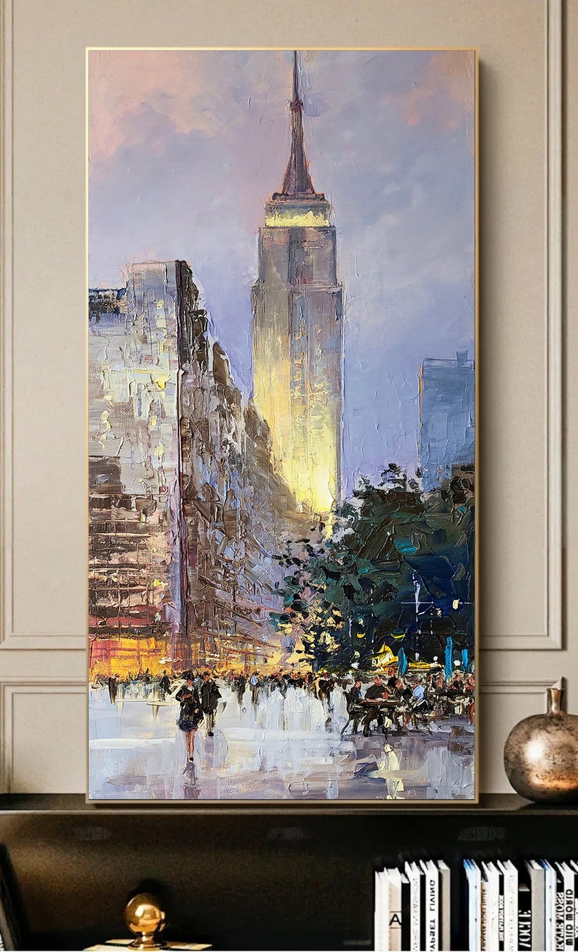 AFTER WORK CITY | Hand-Painted Canvas Art | QSQart — Front View | Abstract Oil Painting for Home Decor