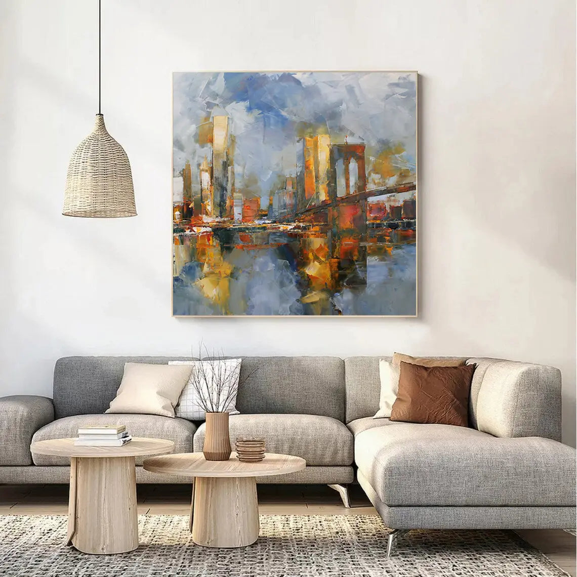 ABSTRACT MANHATTAN | Abstract Canvas Wall Art | QSQart — Front View | Abstract Oil Painting for Home Decor