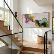 Earth's Veins – Modern Sculptural Texture Abstract Painting | Wabi-Sabi Vintage Green Entryway Wall Art #Q 539