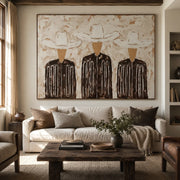 "Vintage Americana Art" - Modern Heavy Impasto Abstract Artwork | Rich Color Palette Knife Painting | Luxury Two-Panel Vertical Wall Art #Q 70