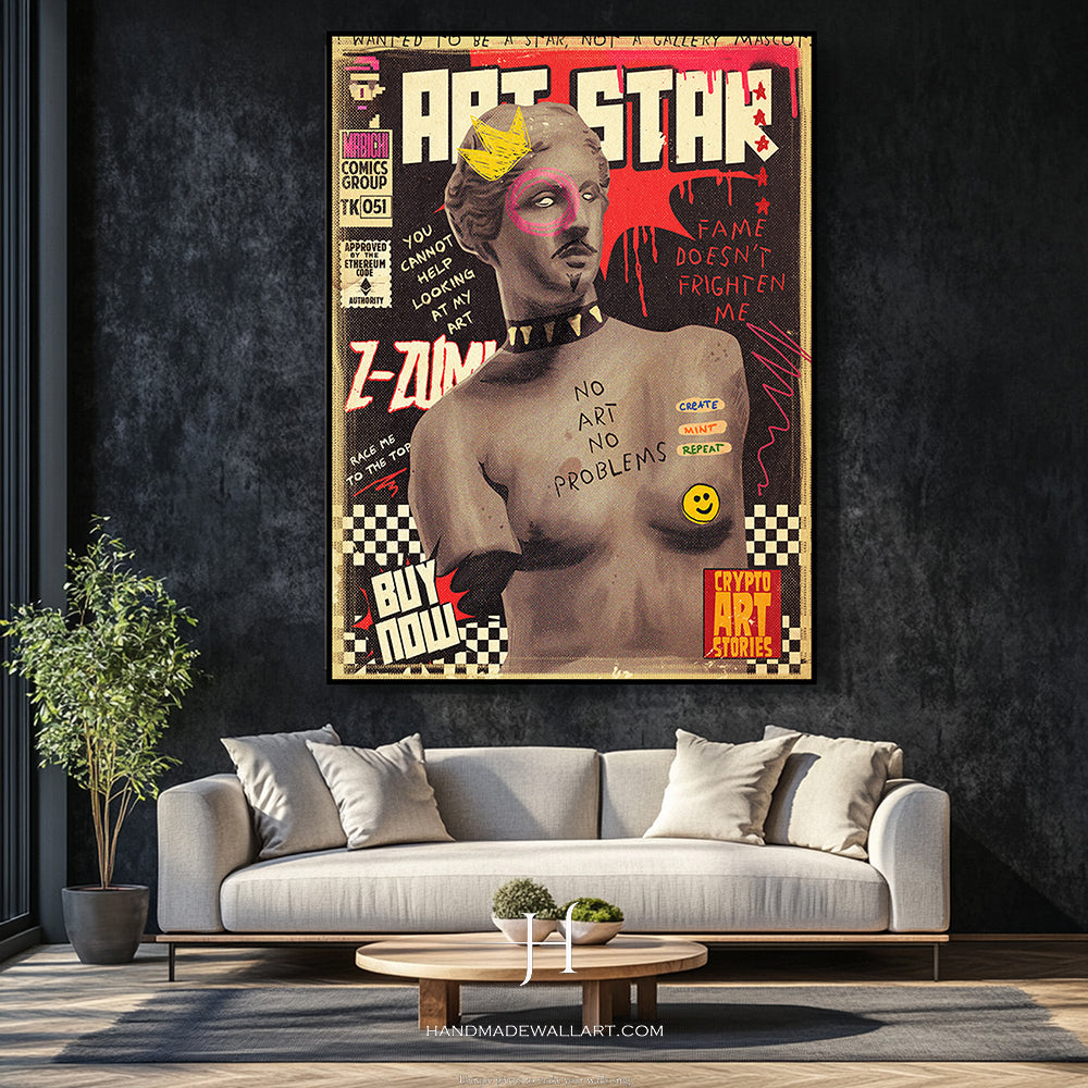 ART STAR | Hand-Painted Canvas Art | QSQart — Front View | Abstract Oil Painting for Home Decor