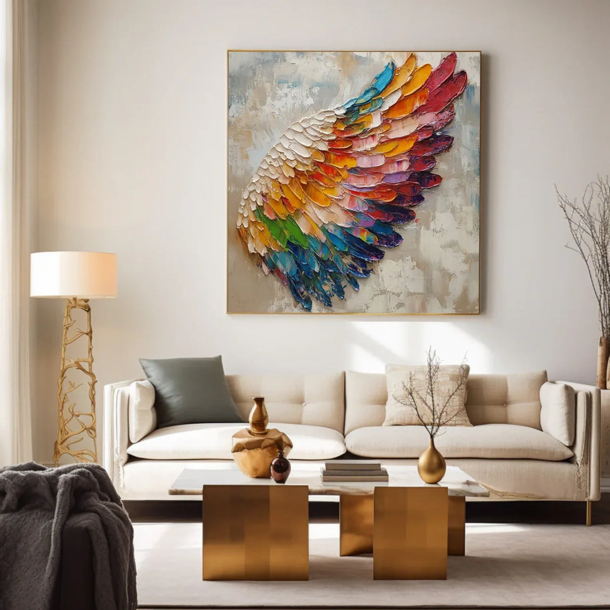 Abstract Angel Portrait Textured Wall Art #AP091 — Front View | Abstract Oil Painting for Home Decor