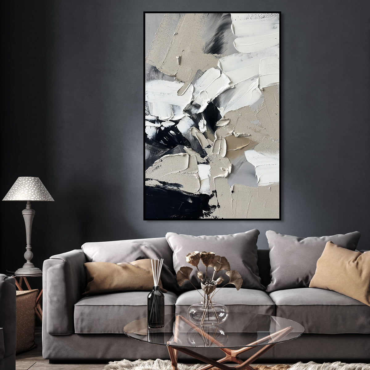 Abstract Elegance | Abstract Canvas Wall Art | QSQart — Front View | Abstract Oil Painting for Home Decor