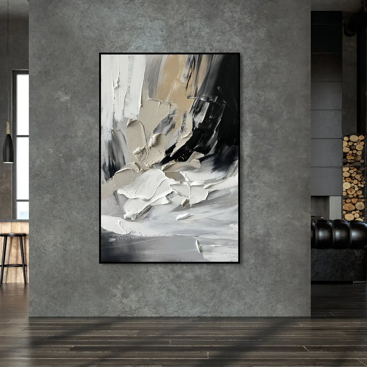 Abstract Textured Blend-Modern Abstract Textured Canvas Wall Art fo... — Front View | Abstract Oil Painting for Home Decor