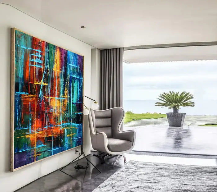 Abstract Art for Sale | Online Art Gallery-Modern Art- Visual Illusion — Front View | Abstract Oil Painting for Home Decor