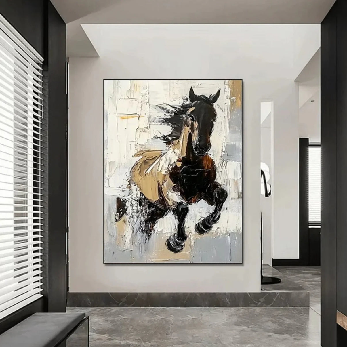 Abstract Animal Horse Textured Wall Art #AL164 — Front View | Abstract Oil Painting for Home Decor