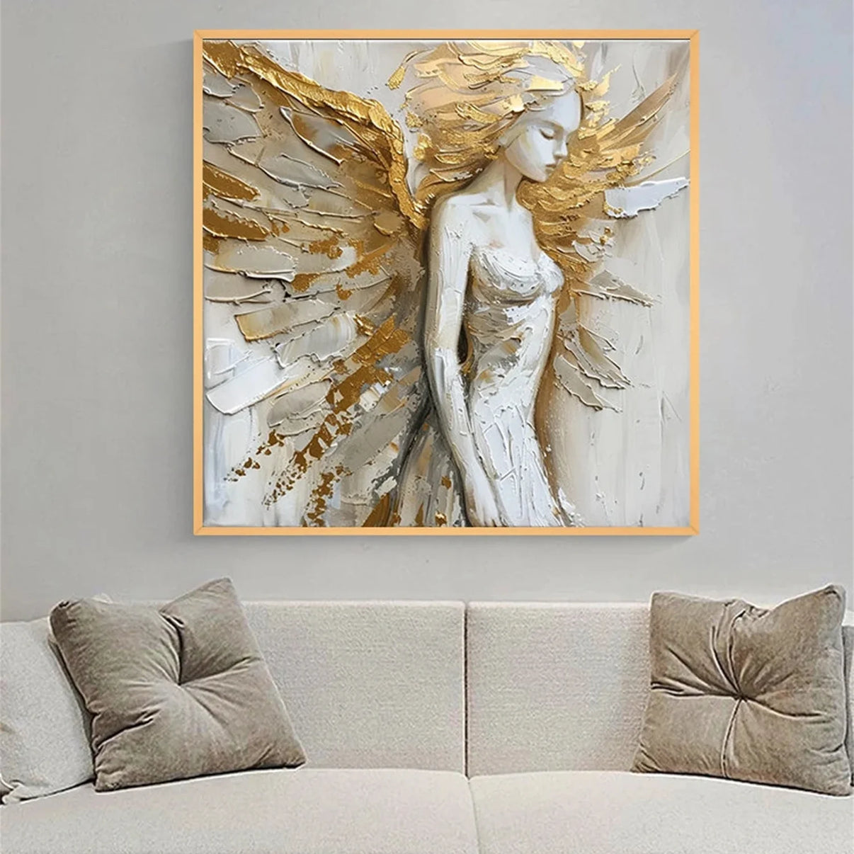 Abstract Angel Wing Textured Painting #AP018 — Front View | Abstract Oil Painting for Home Decor