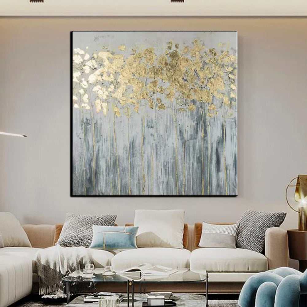 AMBER WOODS | Hand-Painted Canvas Art | QSQart — Front View | Abstract Oil Painting for Home Decor