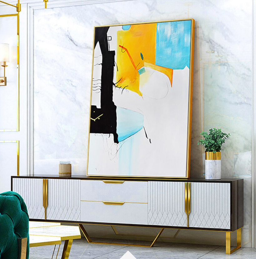 A SUNNY DAY AT THE BEACH | Abstract Ocean Canvas Wall Art | QSQart — Front View | Abstract Oil Painting for Home Decor