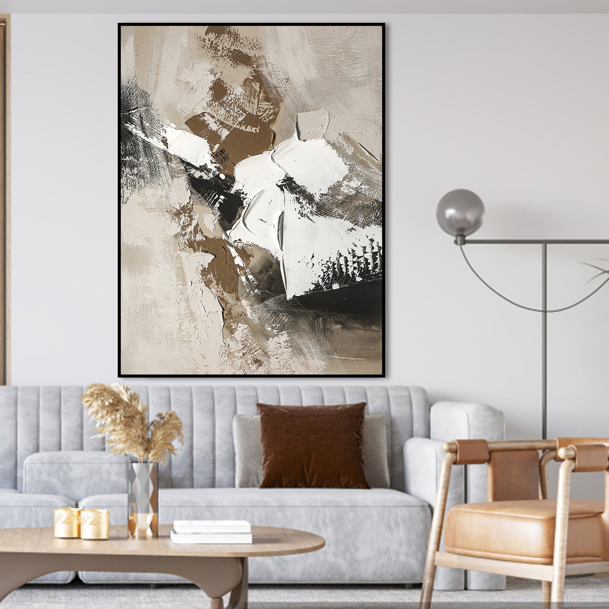 Abstract Earthy Tones Textured Painting — Front View | Abstract Oil Painting for Home Decor