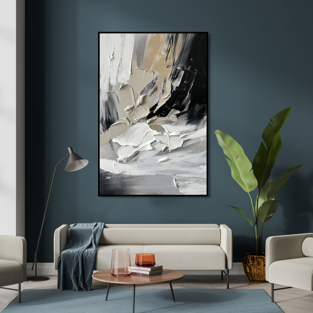 Abstract Fusion of Textures | Abstract Canvas Wall Art | QSQart — Front View | Abstract Oil Painting for Home Decor