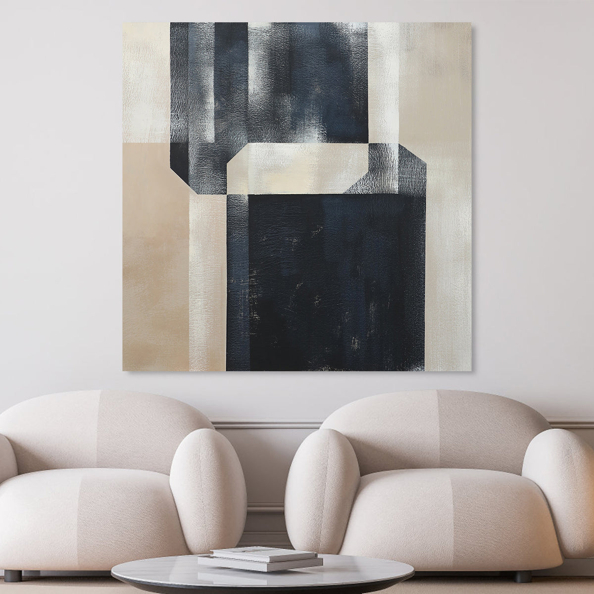 Abstract Geometric Symphony | Abstract Canvas Wall Art | QSQart — Front View | Abstract Oil Painting for Home Decor